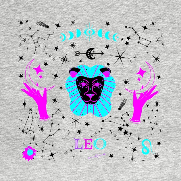 Leo Zodiac Design Black Stars by Pink Syrup Workshop